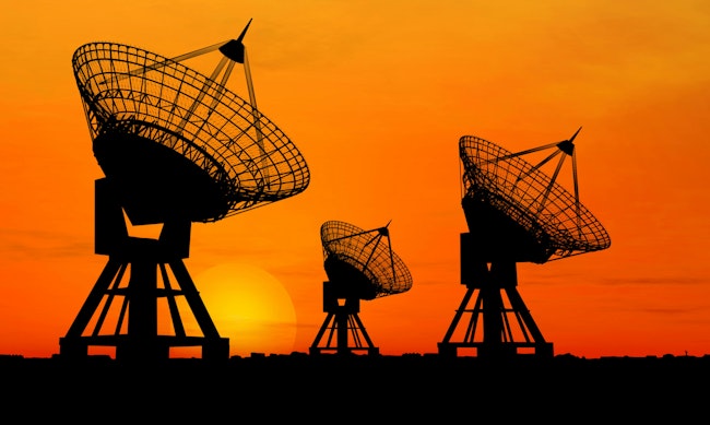 Landsat uses large dish antennas to receive imaging data from orbiting satellites