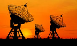 Landsat uses large dish antennas to receive imaging data from orbiting satellites Landsat uses large dish antennas to receive imaging data from orbiting satellites