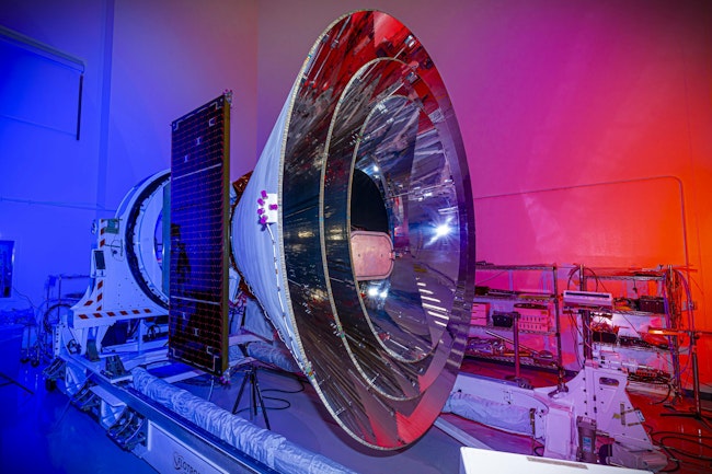 BAE Systems has completed environmental testing of NASA’s Spectro-Photometer for the History of the Universe, Epoch of Reionization and Ices Explorer (SPHEREx) Observatory. BAE Systems photo.