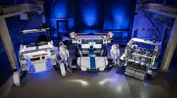 From left to right: Astrolab’s FLEX, Intuitive Machines’ Moon RACER, and Lunar Outpost’s Eagle lunar terrain vehicle at NASA’s Johnson Space Center. NASA/Bill Stafford photo.