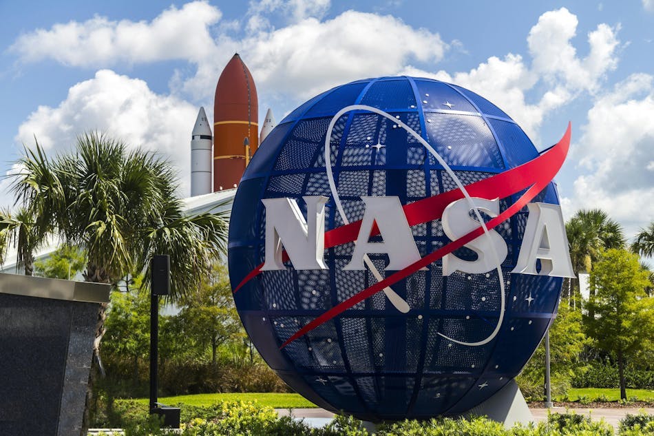 A NASA sign outside the agency's Kennedy Space Center