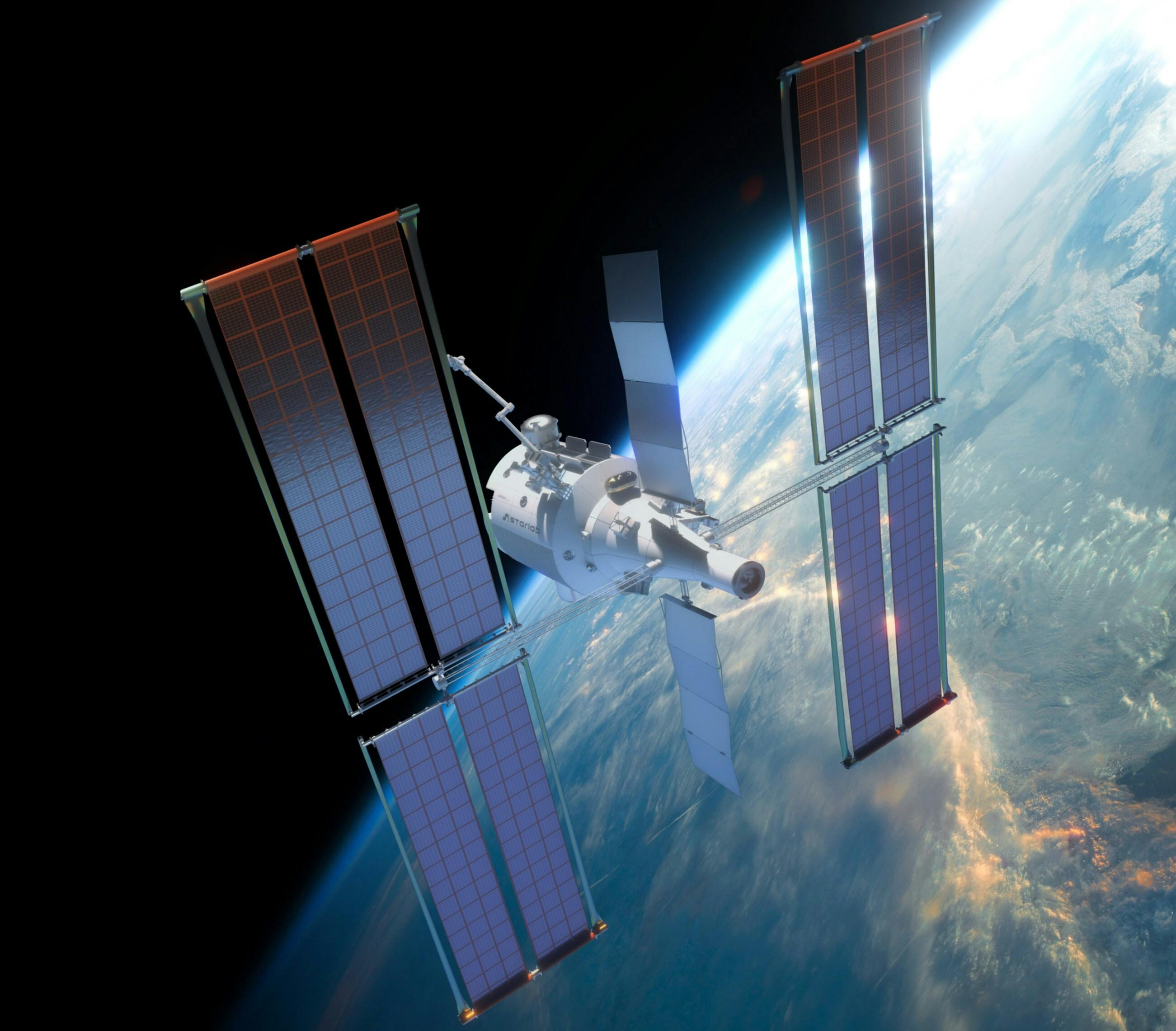 A rendering of Starlab's commercial space station.