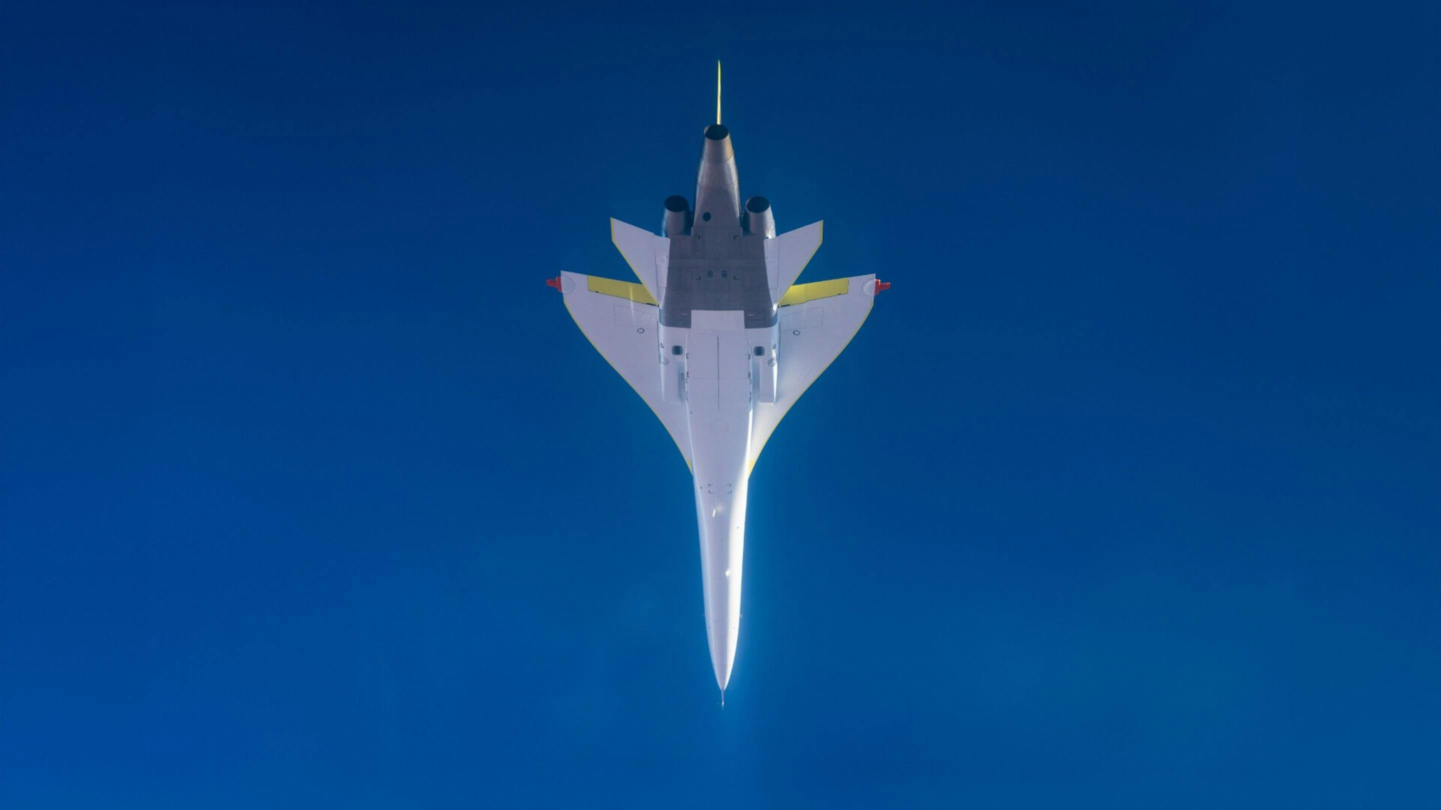 Underside photo of Boom Supersonic's test aircraft XB-1