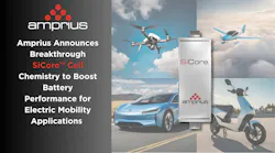 Graphic of Amprius logo with electric vehicles