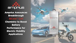 Graphic of Amprius logo with electric vehicles Graphic of Amprius logo with electric vehicles