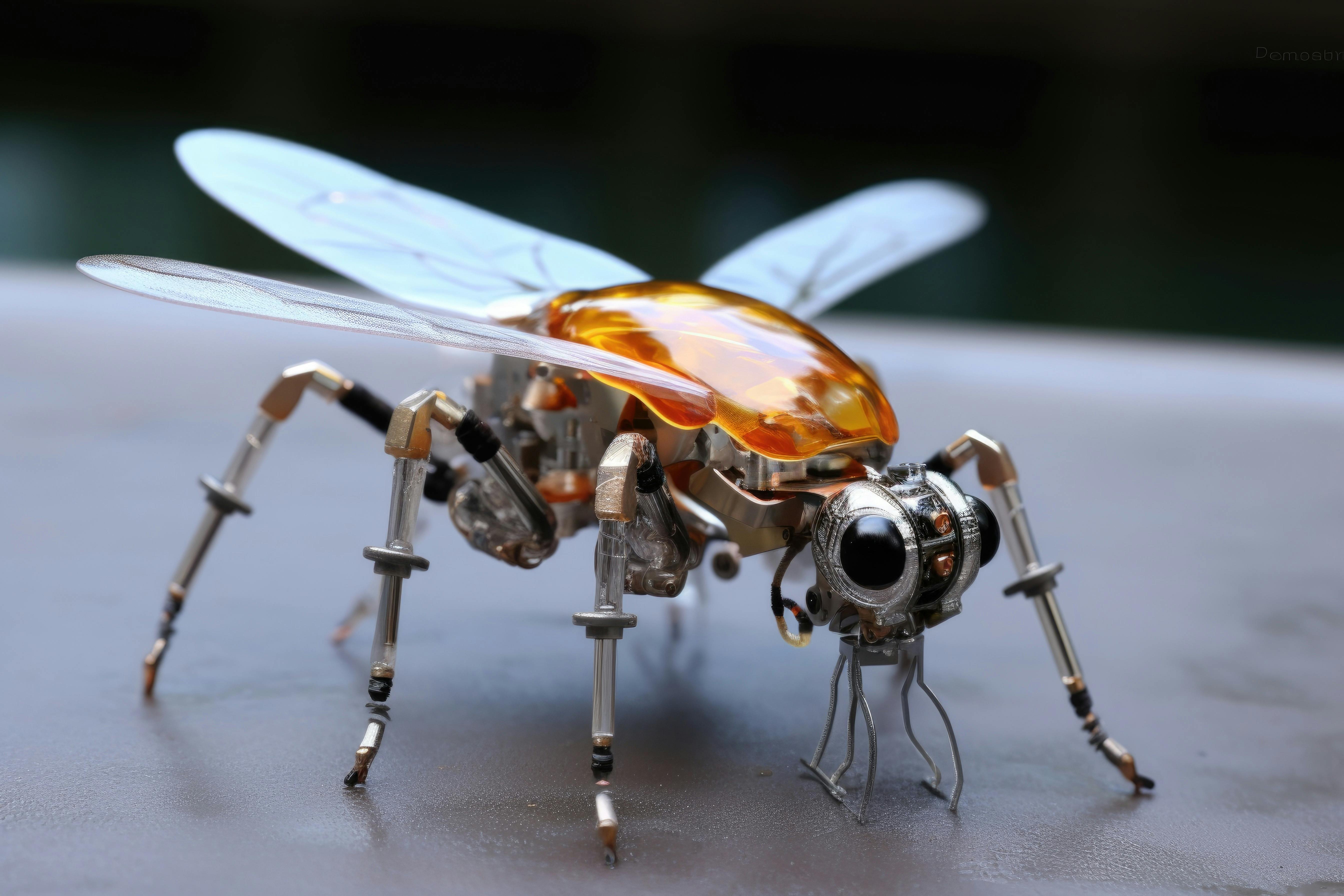 This concept for a bio-hybrid robotic insect combines engineered and biological parts, and potentially is for environmental monitoring or intelligence gathering.