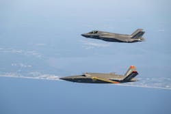 A U.S. Marine Corps XQ-58A Valkyrie autonomous tactical unmanned air vehicle, conducts its fourth test flight alongside a U.S Marine Corps F-35B Lightning II jet fighter. Air Force photo A U.S. Marine Corps XQ-58A Valkyrie autonomous tactical unmanned air vehicle, conducts its fourth test flight alongside a U.S Marine Corps F-35B Lightning II jet fighter. Air Force photo