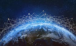 An image of Earth from space with a network graphic superimposed over it. An image of Earth from space with a network graphic superimposed over it.