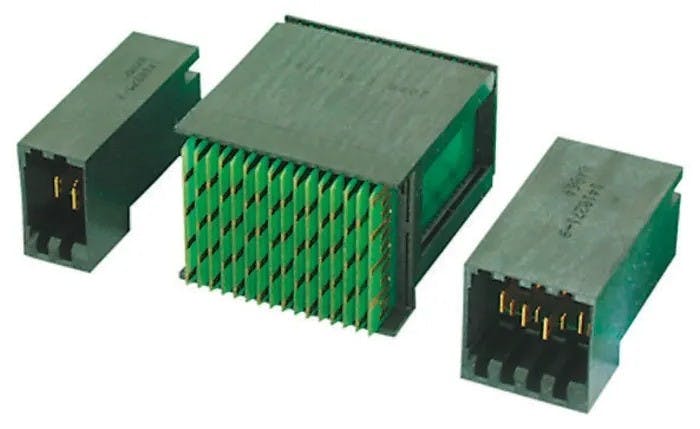 The TE Connectivity MULTIGIG HD connector integrates doubled pin count, 112-gigabit-per-second data rates, increased current capacity, and support for rugged environments.