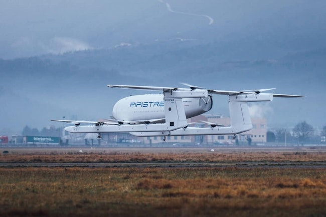 Pipistrel's large UAV hovers above the ground