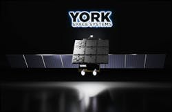 York Space Systems' M-CLASS satellite on a black field York Space Systems' M-CLASS satellite on a black field
