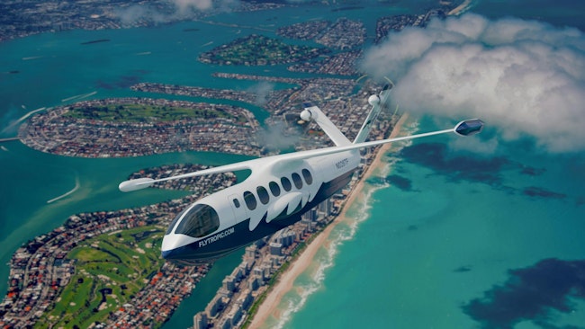 A rendering of Tidal's seaplane taking