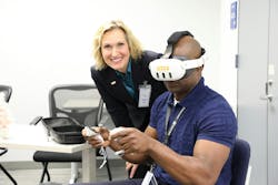 Virtual reality headsets are being used for pilot training at CommuteAir. CommuteAir photo. Virtual reality headsets are being used for pilot training at CommuteAir. CommuteAir photo.