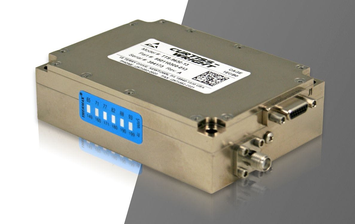 The Curtiss-Wright TTS-9610 flight test transmitter is for long-duration flights of rockets and missiles