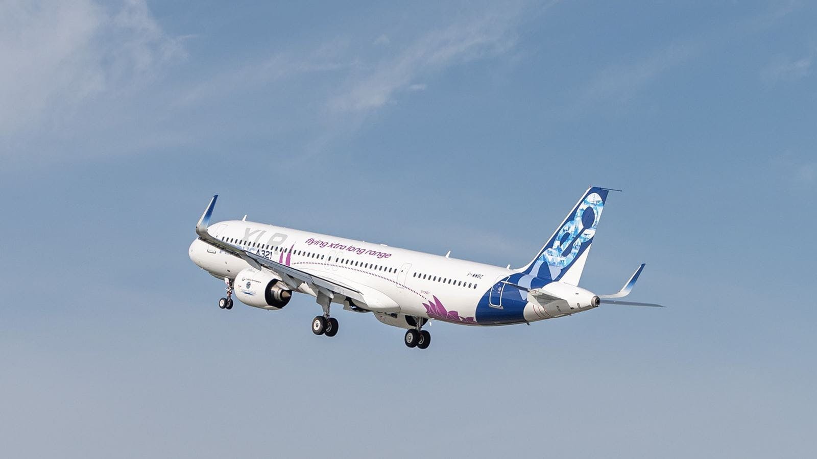 The first test flight of the GTF-powered Airbus A321XLR aircraft. Airbus photo.