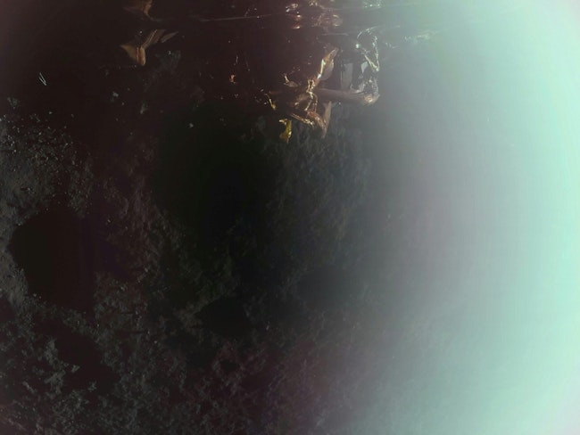 An image of Firefly's lander approaching the lunar surface