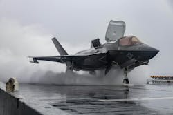 A U.S. Marine Corps F-35B takes off aboard the amphibious assault ship USS America (LHA-6) in the Pacific Ocean in June 2023. A U.S. Marine Corps F-35B takes off aboard the amphibious assault ship USS America (LHA-6) in the Pacific Ocean in June 2023.