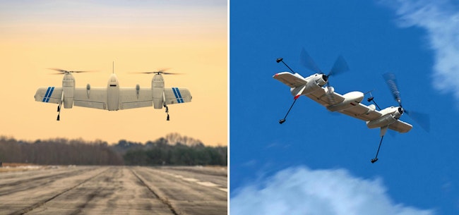 Sikorsky's uncrewed aircraft is shown taking off vertically like a helicopter and flying horizontally like an airplane.