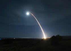 An unarmed Minuteman III intercontinental ballistic missile launches during a developmental test in February 2020 from Vandenberg Air Force Base, Calif. An unarmed Minuteman III intercontinental ballistic missile launches during a developmental test in February 2020 from Vandenberg Air Force Base, Calif.
