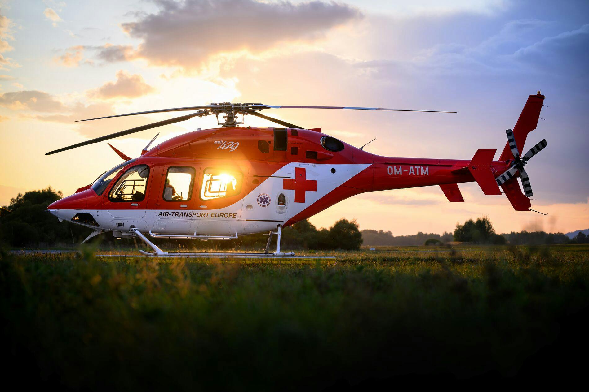Bell helicopter in emergency response livery