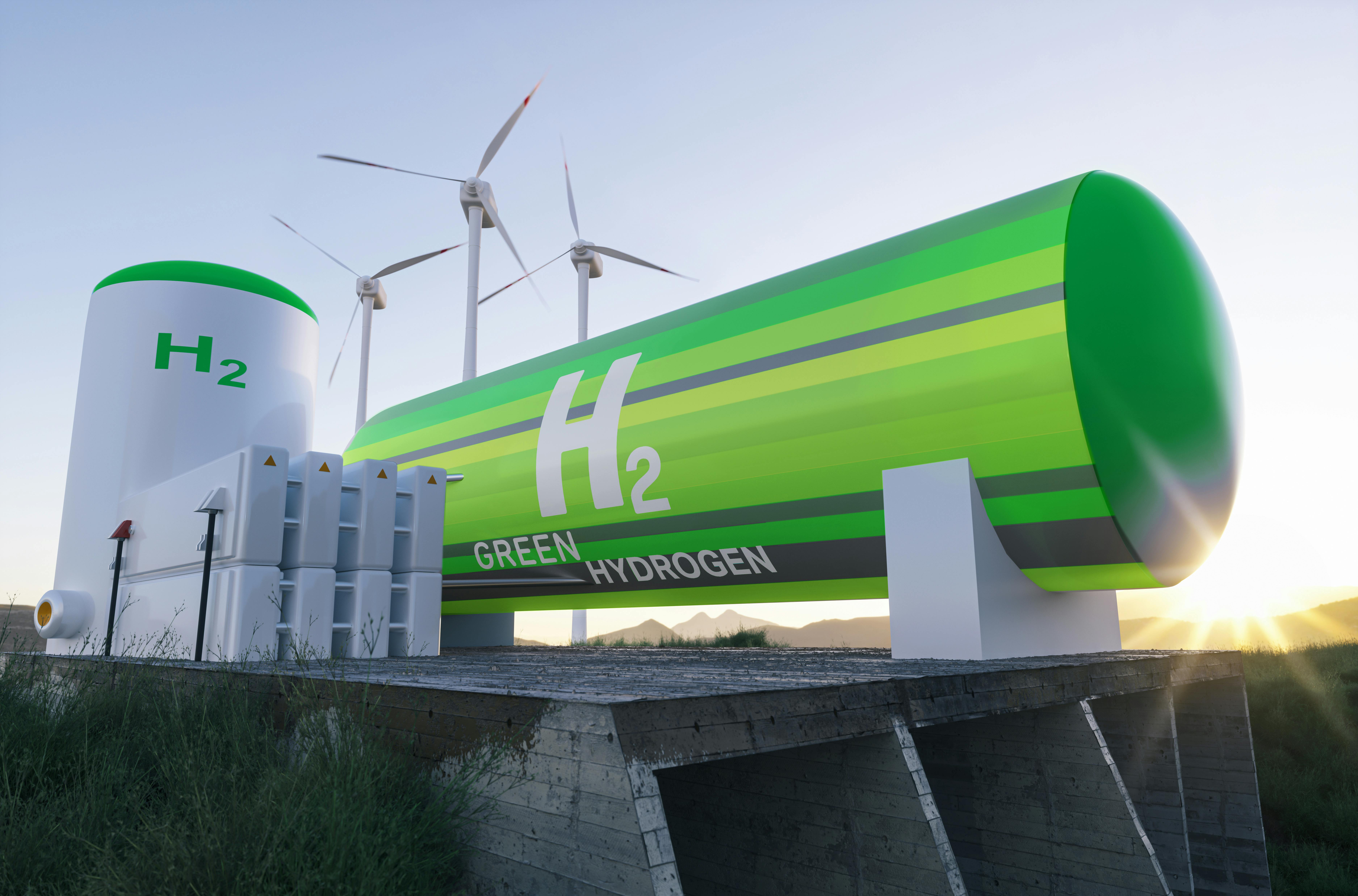 A rendering of a hydrogen storage tank