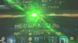A laser shining into a cockpit