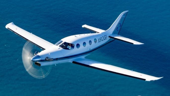 A photo of the E1000 AX in flight