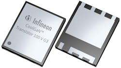 CoolGaN G3 Transistor 100 V in RQFN 5x6 package (IGD015S10S1) and 80 V in RQFN 3.3x3.3 package (IGE033S08S1) resist the effects of extreme heat. CoolGaN G3 Transistor 100 V in RQFN 5x6 package (IGD015S10S1) and 80 V in RQFN 3.3x3.3 package (IGE033S08S1) resist the effects of extreme heat.