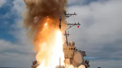 The guided-missile destroyer USS John Paul Jones (DDG 53) launches an SM-6 missile during a live-fire test of the ship's aegis weapons system.