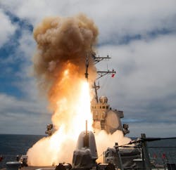 The guided-missile destroyer USS John Paul Jones (DDG 53) launches an SM-6 missile during a live-fire test of the ship's aegis weapons system. The guided-missile destroyer USS John Paul Jones (DDG 53) launches an SM-6 missile during a live-fire test of the ship's aegis weapons system.
