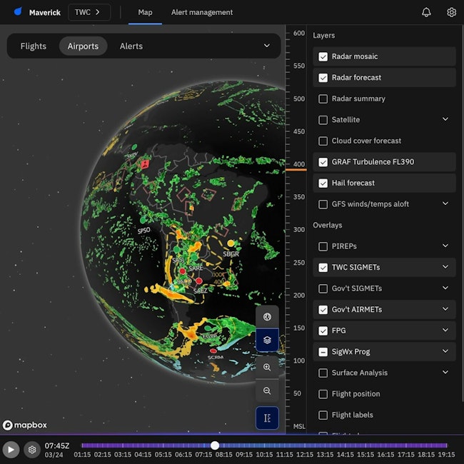 An image of The Weather Company's Maverick system on a screen