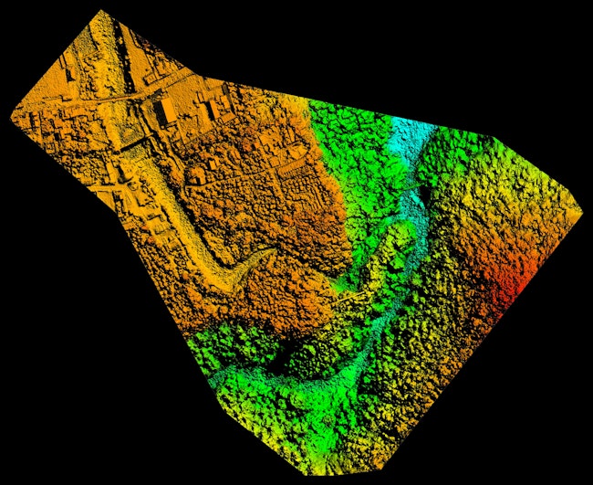 High-resolution hyperspectral aerial digital elevation model used for computer assisted geographical information system.