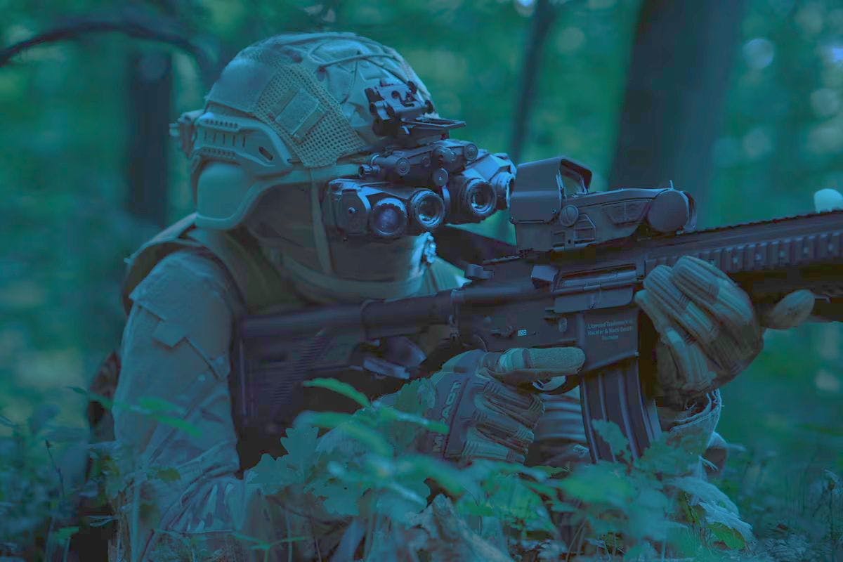 The Thales PANORAMIC night-vision goggle provides a wide field-of-view approaching the capabilities of the human eye to enhance situational awareness in low-light.