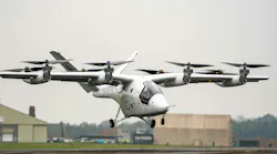 Vertical Aerospace's eVTOL hovering over airport tarmac