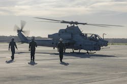 U.S. Marine Corps aviation ordnance technicians approach an AH-1Z Viper attack helicopter to clear it of any live ordnance at Marine Corps Air Station Cherry Point, N.C., earlier this month. U.S. Marine Corps aviation ordnance technicians approach an AH-1Z Viper attack helicopter to clear it of any live ordnance at Marine Corps Air Station Cherry Point, N.C., earlier this month.