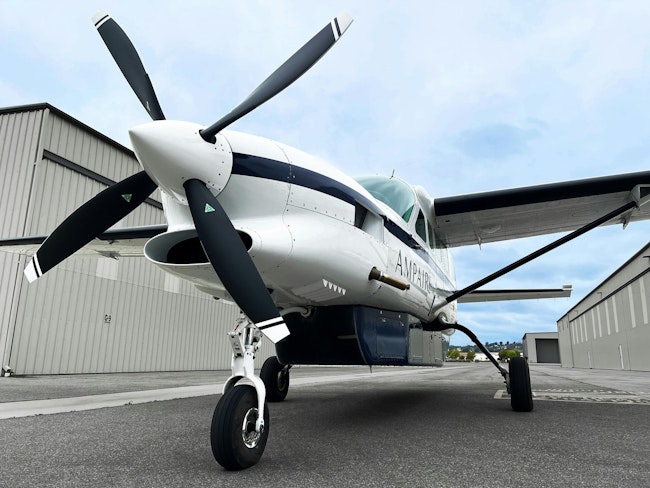 A photo of Ampaire's demonstrator aircraft on the tarmac