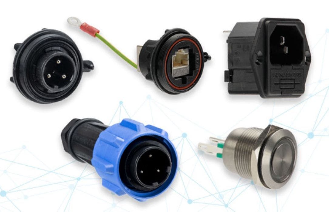 L-com Bulgin circular connectors protect against the effects of shock, vibration, dirt, water, and humidity