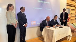 From left, is the State Secretary for Minister of Foreign Affairs Ragnhild Sjoner Syrstad, The Minister of Foreign Affairs Espen Barth Eide, Executive Vice Preseident Anders Rønningen in Kongsberg Discovery, Satoru Miyamoto Silicon Sensing and Group Executive Vice President in Kongsberg Even Aas. Courtesy of Silicon Sensing From left, is the State Secretary for Minister of Foreign Affairs Ragnhild Sjoner Syrstad, The Minister of Foreign Affairs Espen Barth Eide, Executive Vice Preseident Anders Rønningen in Kongsberg Discovery, Satoru Miyamoto Silicon Sensing and Group Executive Vice President in Kongsberg Even Aas. Courtesy of Silicon Sensing