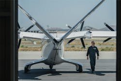 Archer’s Chief Test Pilot and US Marine Corps Veteran, Jeff Greenwood, was at Midnight’s controls for this piloted flight. Archer Aviation photo. Archer’s Chief Test Pilot and US Marine Corps Veteran, Jeff Greenwood, was at Midnight’s controls for this piloted flight. Archer Aviation photo.