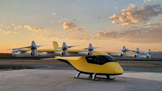 Wisk Aero's eVTOL rendered on the tarmac