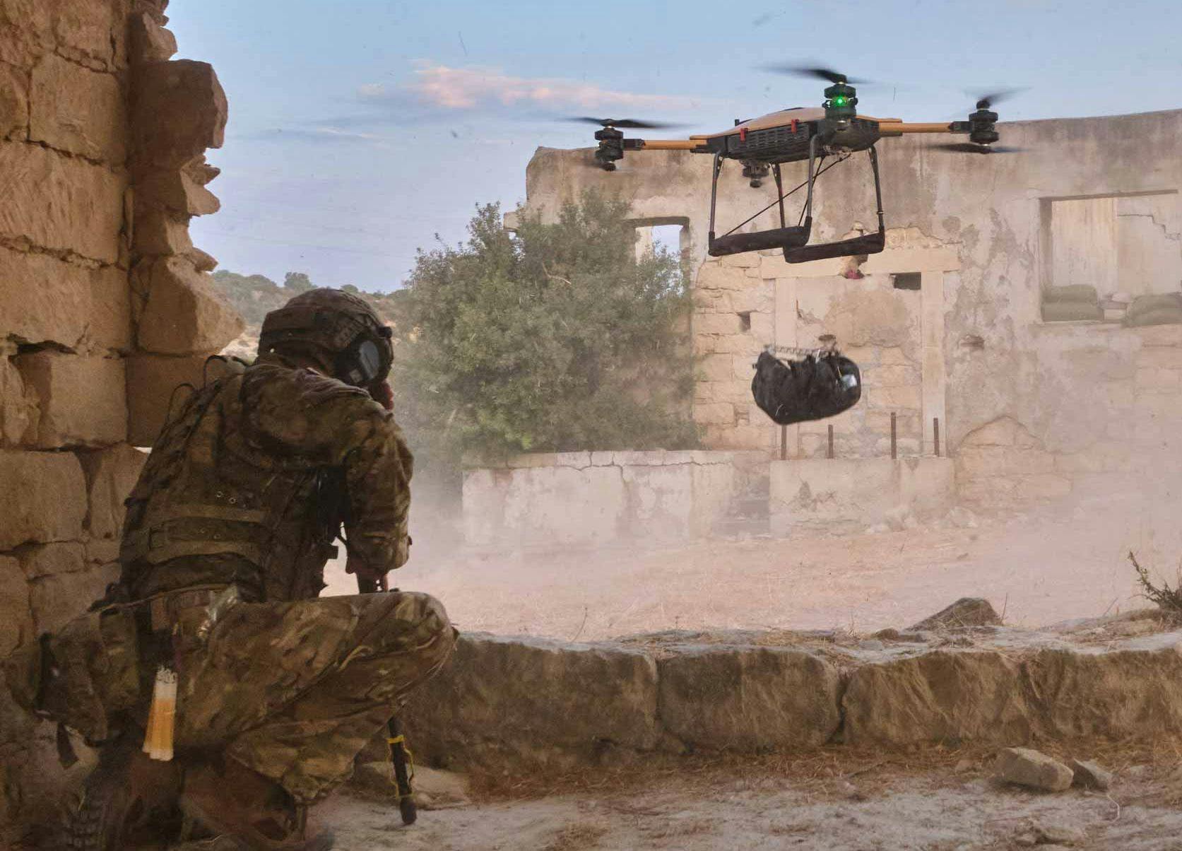 The Service Engineering/Malloy Aeronautics TRV-150C cargo uncrewed aircraft is for battlefield resupply of U.S. Marines.