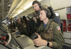 Navy operators monitor displays aboard a P-8A Poseidon maritime patrol jet, which has broad aerial anti-submarine warfare (ASW) capabilities. Navy operators monitor displays aboard a P-8A Poseidon maritime patrol jet, which has broad aerial anti-submarine warfare (ASW) capabilities.