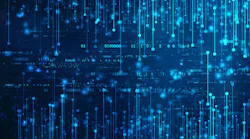 A blue and black rendering of binary code