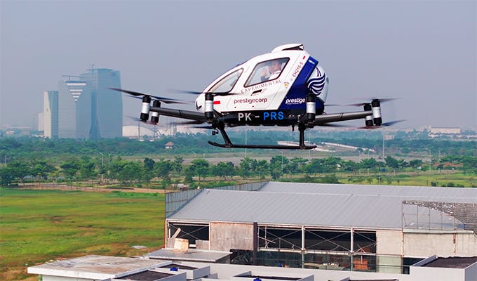 EHang's eVTOL flying in Indonesia