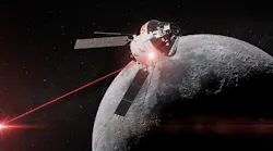 A satellite above the moon using a laser