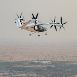 Joby's eVTOL flying in Dubai. Joby's eVTOL flying in Dubai.