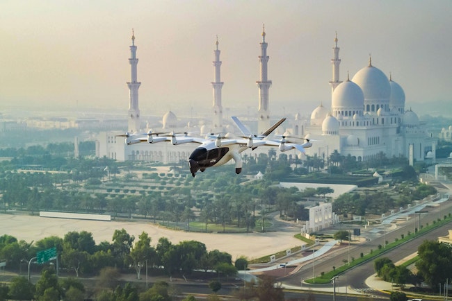 Archer's Midnight eVTOL flying in Abu Dhabi.