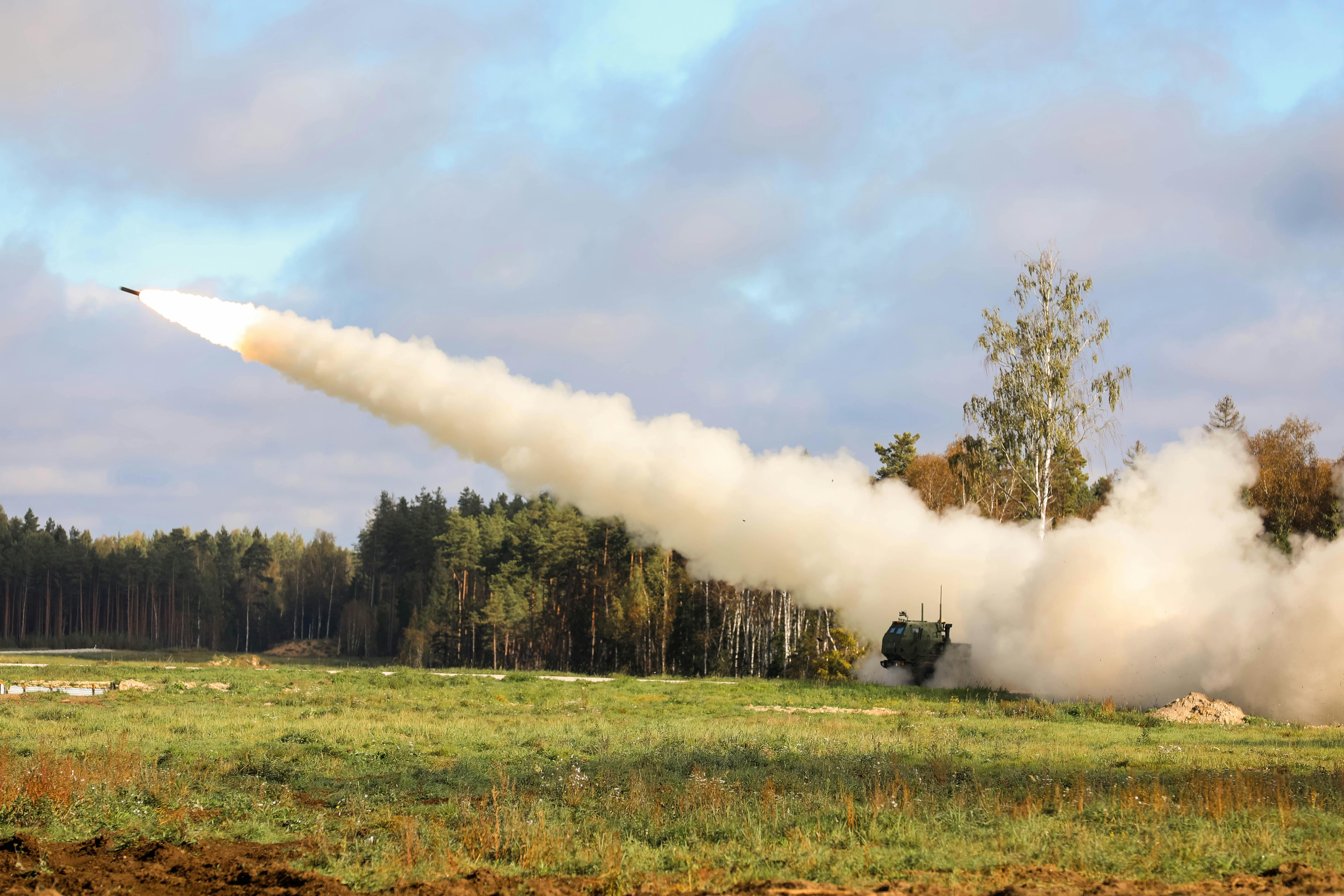 U.S. Army soldiers fire a GPS-guided smart rocket during a live-fire exercise near Tapa, Estonia, last year