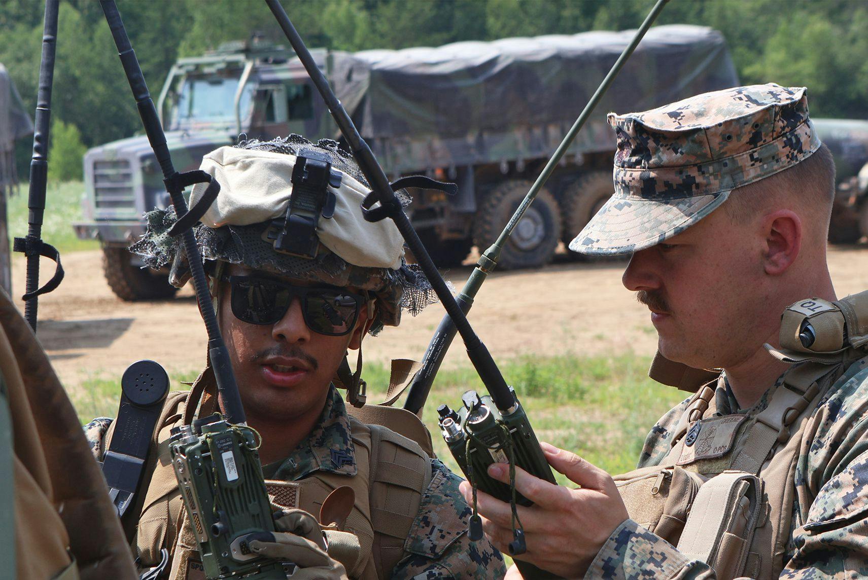 U.S. Marines under the command of Marine Forces Reserve (MARFORRES) conduct communications drills during Atlantic Alliance earlier this month.