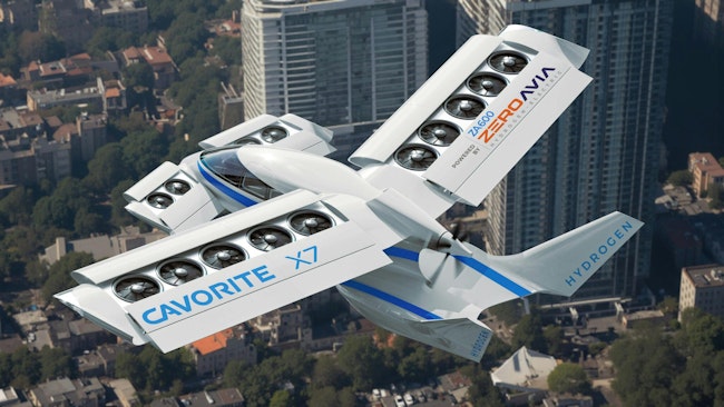 The X7 eVTOL flies above a cityscape